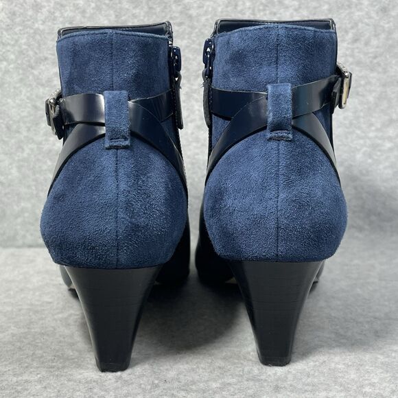 Cole Haan Sylvan Boot Women's 7B Mid Heel Bootie Blue Leather Pointed Signature - Picture 7 of 16